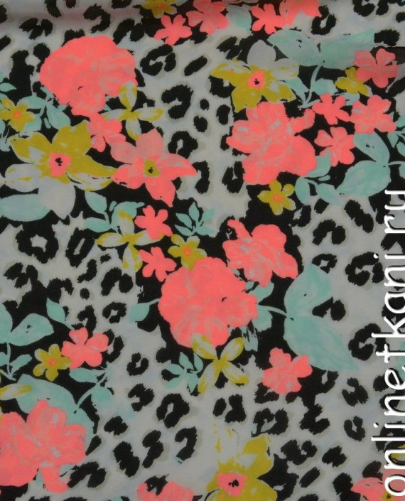 Ткань Шифон Набивной 0101 цвет разноцветный леопардовый картинка