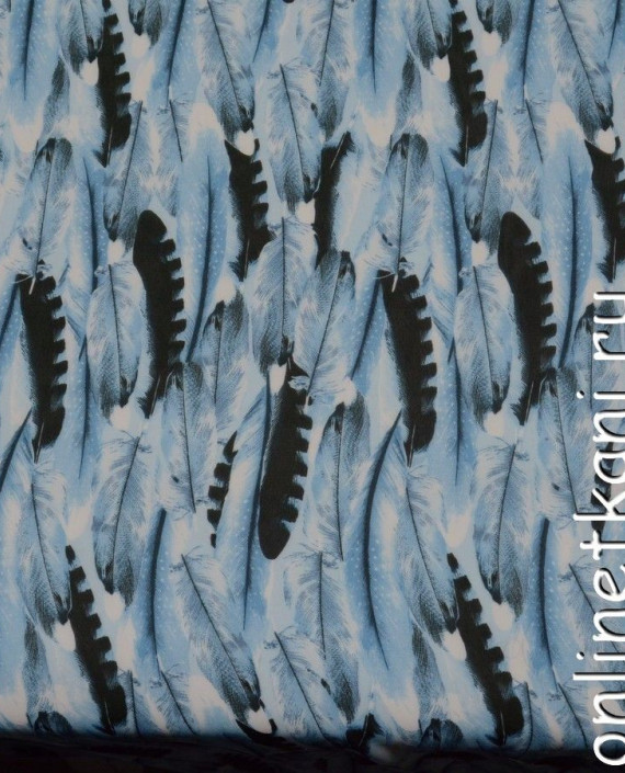 Ткань Шифон Набивной 0109 цвет голубой абстрактный картинка