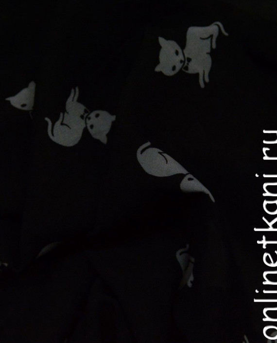 Ткань Шифон Набивной 0118 цвет черный абстрактный картинка 2