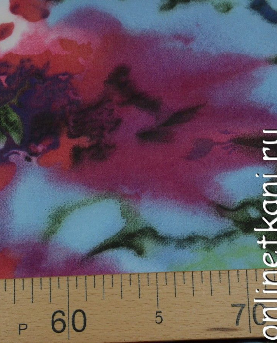 Ткань Шифон Набивной 0128 цвет разноцветный цветочный картинка 3