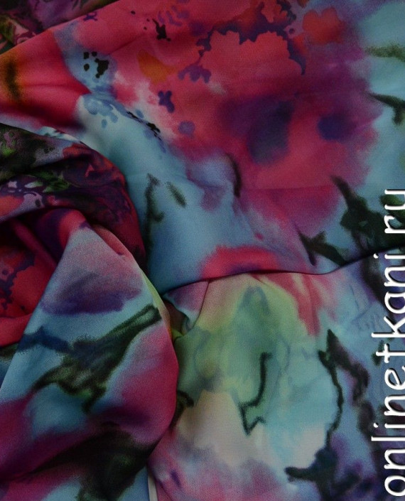 Ткань Шифон Набивной 0128 цвет разноцветный цветочный картинка 4