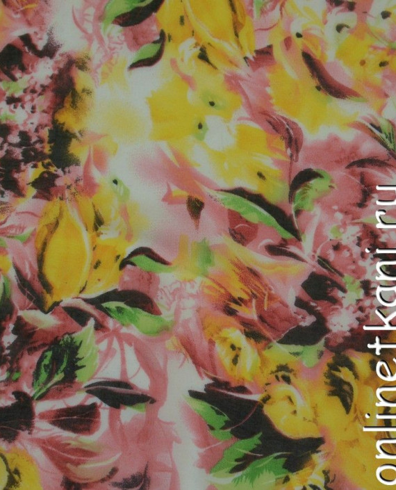 Ткань Шифон Набивной 0129 цвет разноцветный цветочный картинка