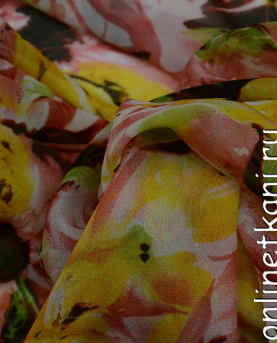 Ткань Шифон Набивной 0129 цвет разноцветный цветочный картинка 2