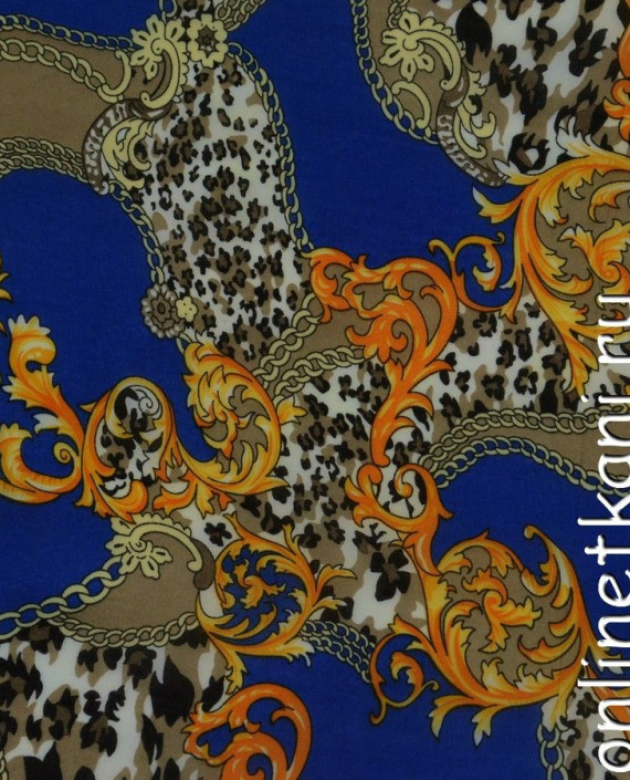 Ткань Шифон Набивной 0134 цвет синий абстрактный картинка