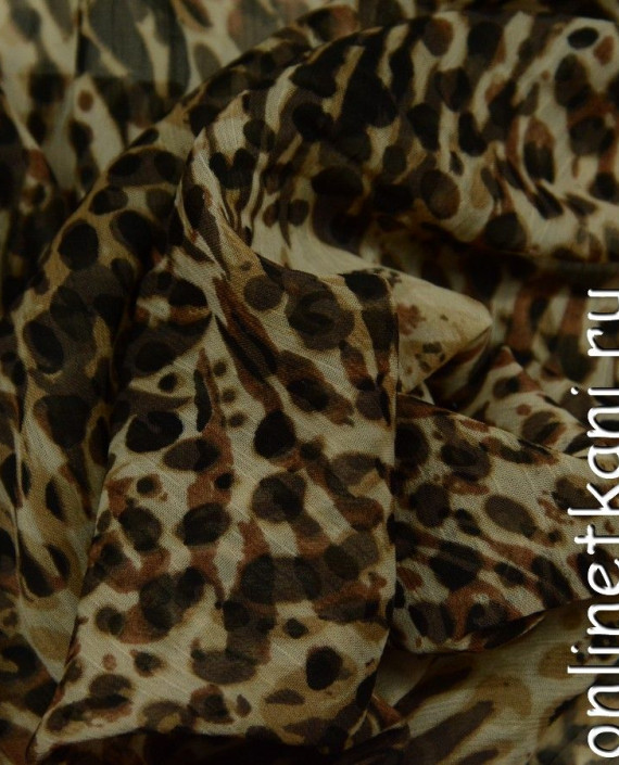 Ткань Шифон Набивной 0146 цвет бежевый леопардовый картинка 2