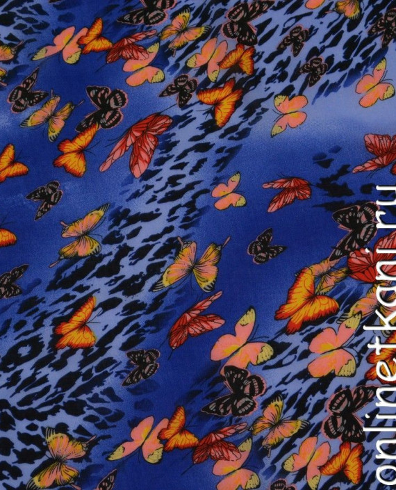 Ткань Шифон Набивной 0150 цвет синий леопардовый картинка