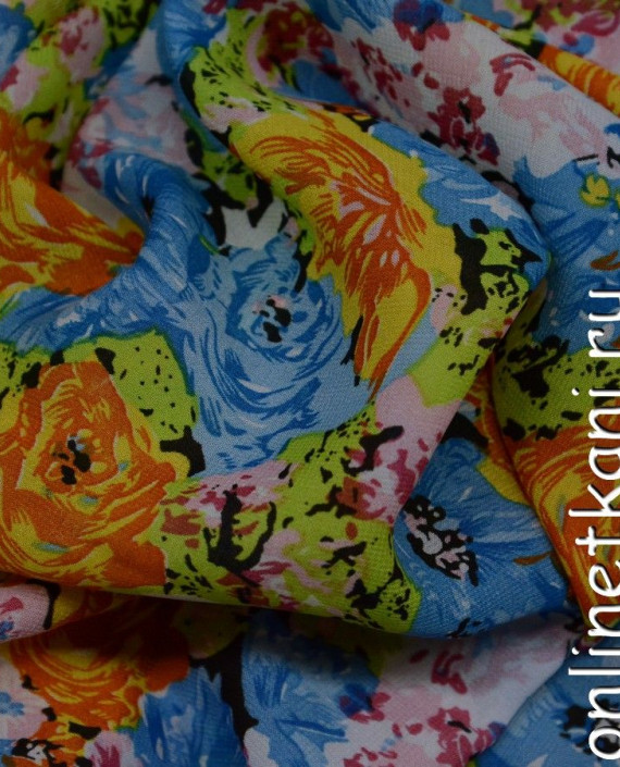 Ткань Шифон Набивной  0169 цвет разноцветный цветочный картинка 1