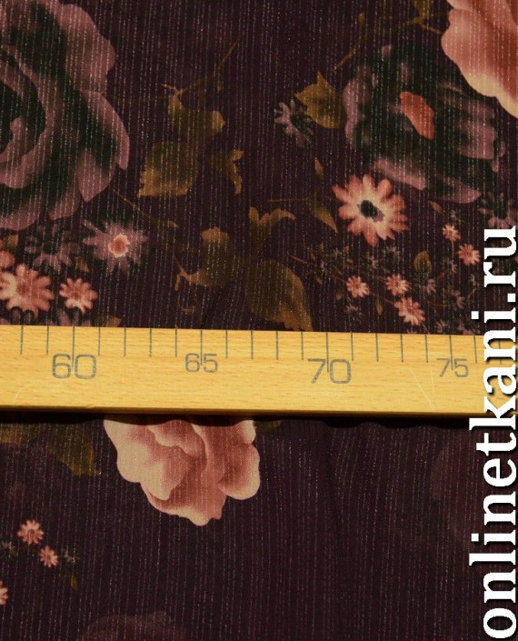 Ткань Шифон Набивной "Ксия" 0178 цвет коричневый цветочный картинка 2