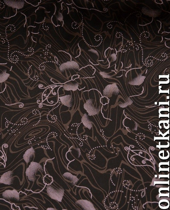 Ткань Шифон Набивной "Джи" 0179 цвет коричневый цветочный картинка