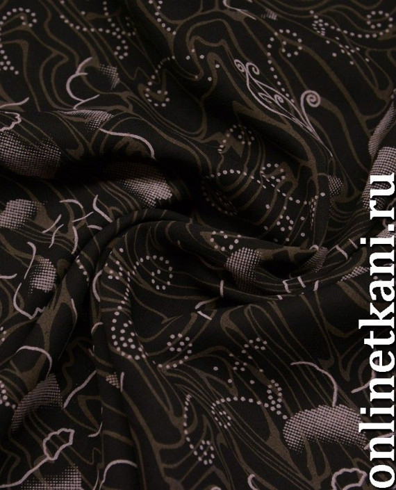 Ткань Шифон Набивной "Джи" 0179 цвет коричневый цветочный картинка 1