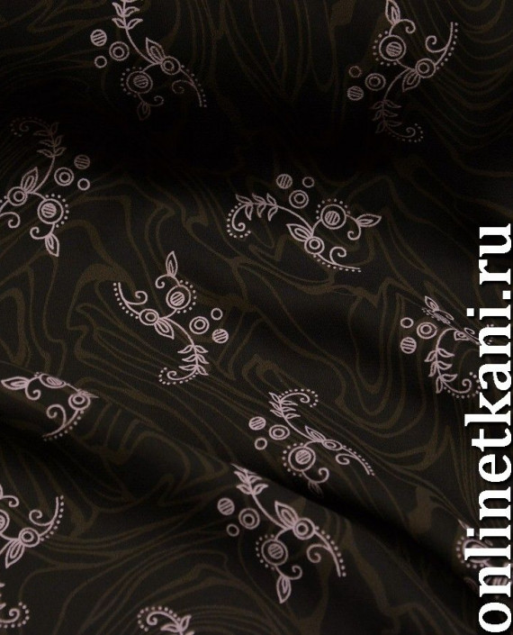 Ткань Шифон Набивной "Дандан" 0181 цвет коричневый абстрактный картинка