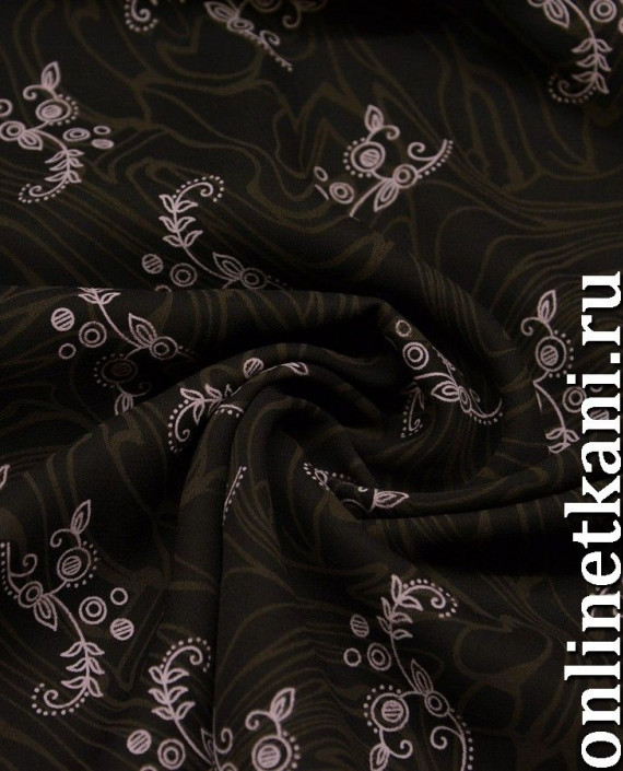 Ткань Шифон Набивной "Дандан" 0181 цвет коричневый абстрактный картинка 1