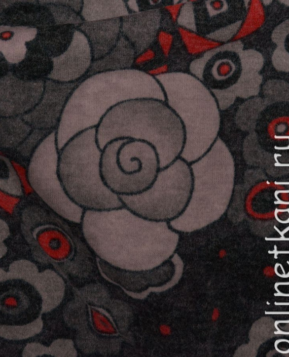 Ткань Трикотаж "Каменный цветок" 0035 цвет серый цветочный картинка