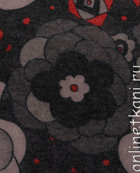 Ткань Трикотаж "Каменный цветок" 0035 цвет серый цветочный картинка 2
