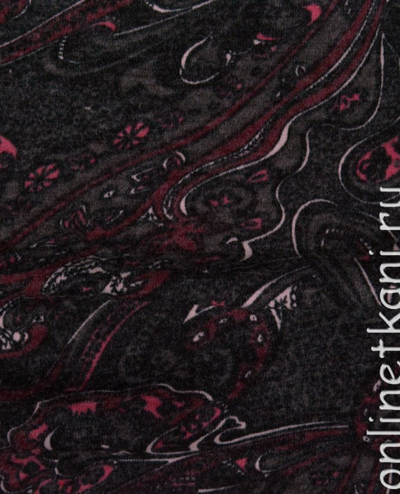 Ткань Трикотаж "Серый и розовый" 0036 цвет черный цветочный картинка 1