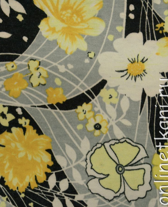Ткань Трикотаж "Цветочный натюрморт" 0045 цвет серый цветочный картинка