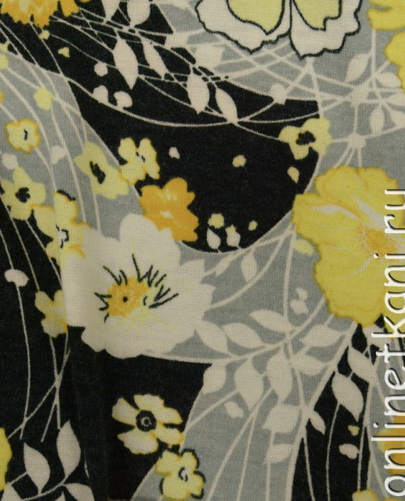 Ткань Трикотаж "Цветочный натюрморт" 0045 цвет серый цветочный картинка 2