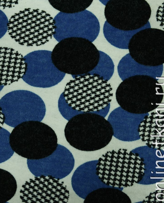 Ткань Трикотаж "Синие фишки" 0047 цвет синий геометрический картинка