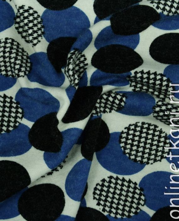 Ткань Трикотаж "Синие фишки" 0047 цвет синий геометрический картинка 1