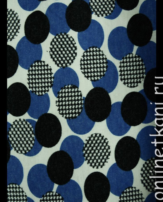 Ткань Трикотаж "Синие фишки" 0047 цвет синий геометрический картинка 2