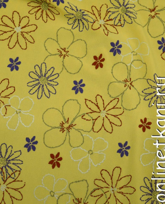 Ткань Трикотаж 0099 цвет желтый цветочный картинка 1