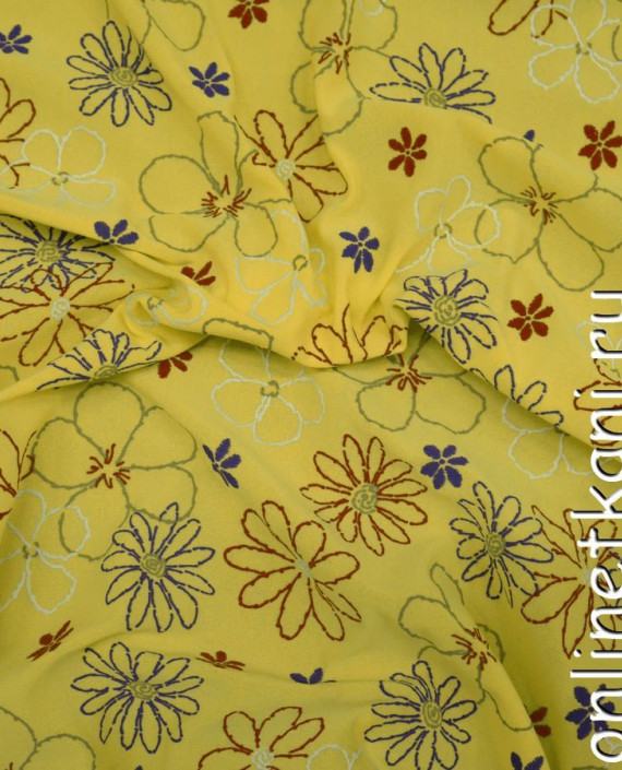 Ткань Трикотаж 0099 цвет желтый цветочный картинка 2
