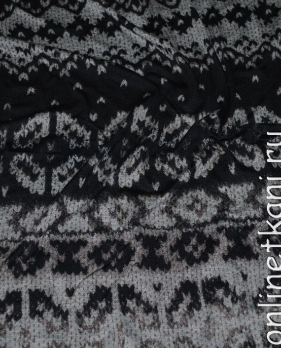 Ткань трикотаж "Зимние мотивы" 0010 цвет черный абстрактный картинка