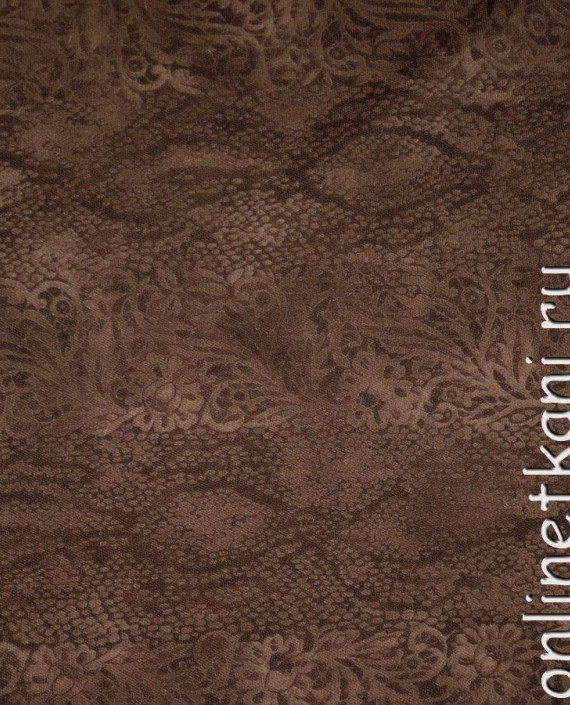 Ткань Трикотаж "Аими" 0013 цвет коричневый цветочный картинка