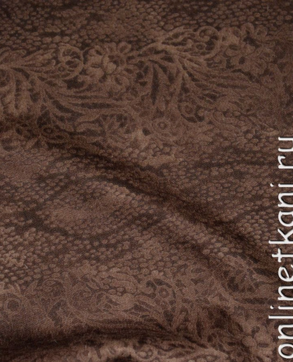 Ткань Трикотаж "Аими" 0013 цвет коричневый цветочный картинка 1
