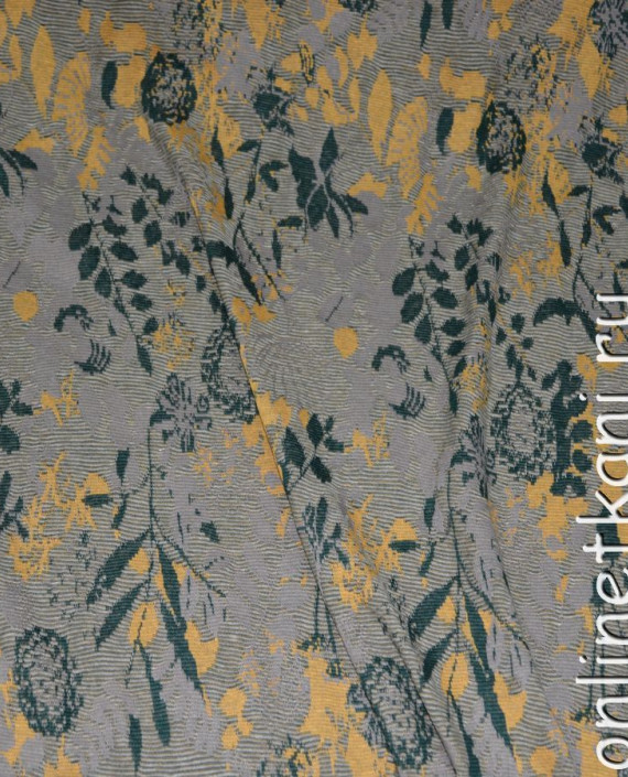 Ткань Трикотаж Хлопок "Анастаси" 0020 цвет серый цветочный картинка 4