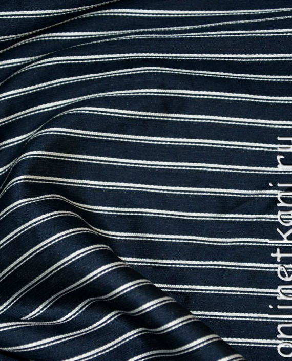 Ткань Рубашечная "Серебряная полоса" 0024 цвет синий в полоску картинка 2