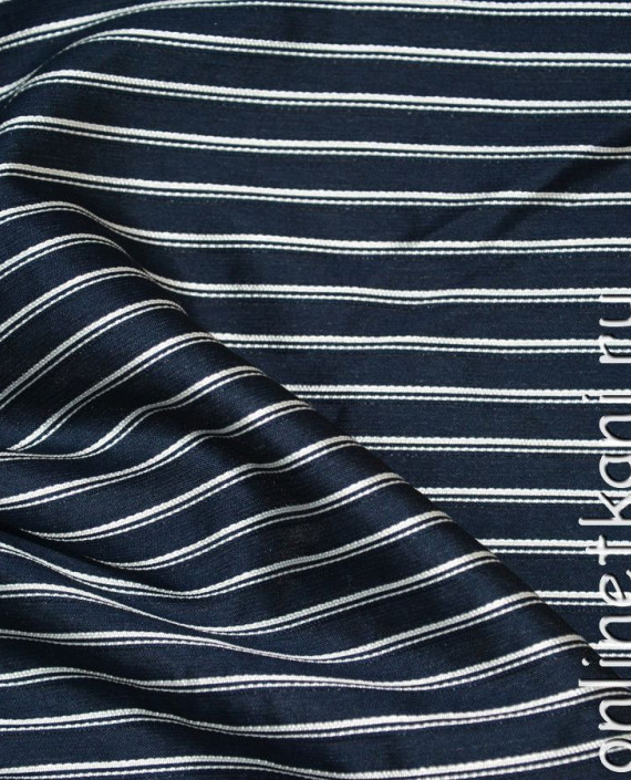 Ткань Рубашечная "Серебряная полоса" 0024 цвет синий в полоску картинка