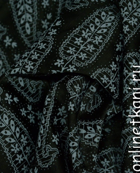Ткань Вискоза 0079 цвет черный цветочный картинка 1