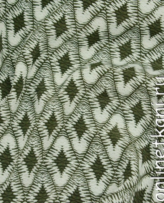 Ткань Вискоза 0170 цвет зеленый геометрический картинка
