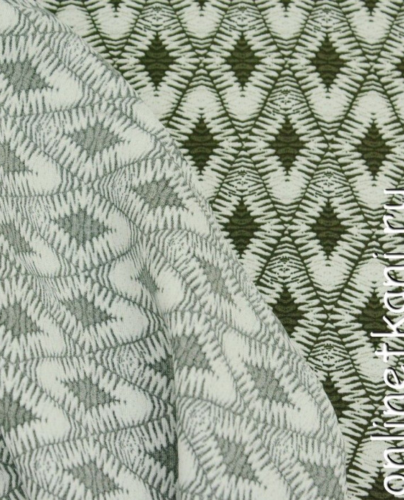 Ткань Вискоза 0170 цвет зеленый геометрический картинка 1