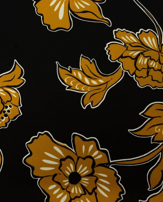Ткань Плательная Принт 0075 цвет черный цветочный картинка