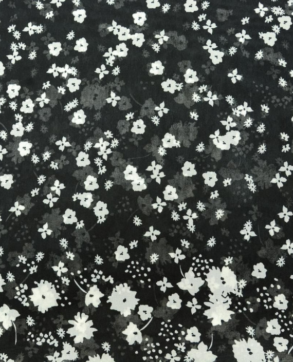 Ткань Плательная Принт 0082 цвет черный цветочный картинка