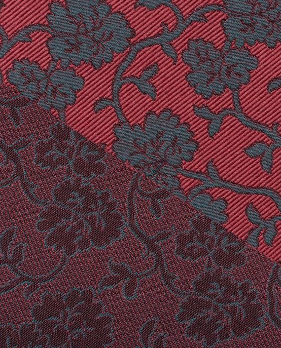 Ткань жаккардовая 0220 цвет бордовый цветочный картинка 2