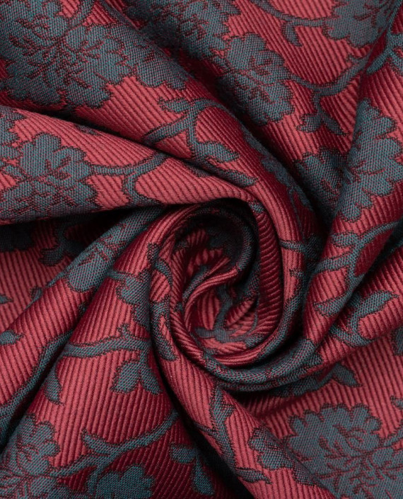 Ткань жаккардовая 0220 цвет бордовый цветочный картинка