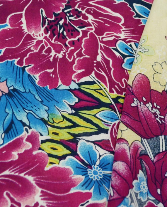 Штапель Принтованный Купон 352 цвет разноцветный цветочный картинка 1