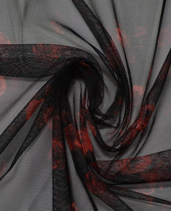 Сетка Стрейч Принтованная 312 цвет черный цветочный картинка