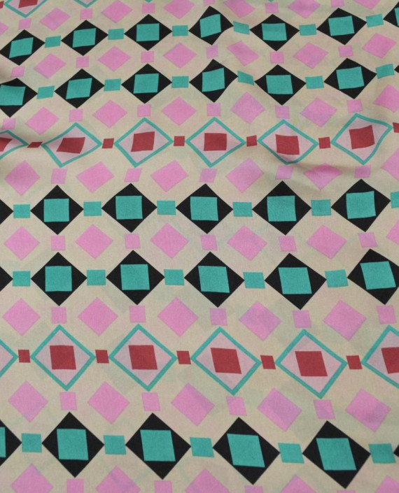 Шелк атлас принтованный 380 цвет разноцветный геометрический картинка