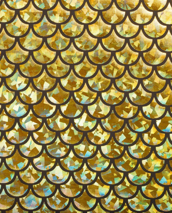 Последний отрез 0.6м Голограмма Чешуя 1070 цвет золотой геометрический картинка