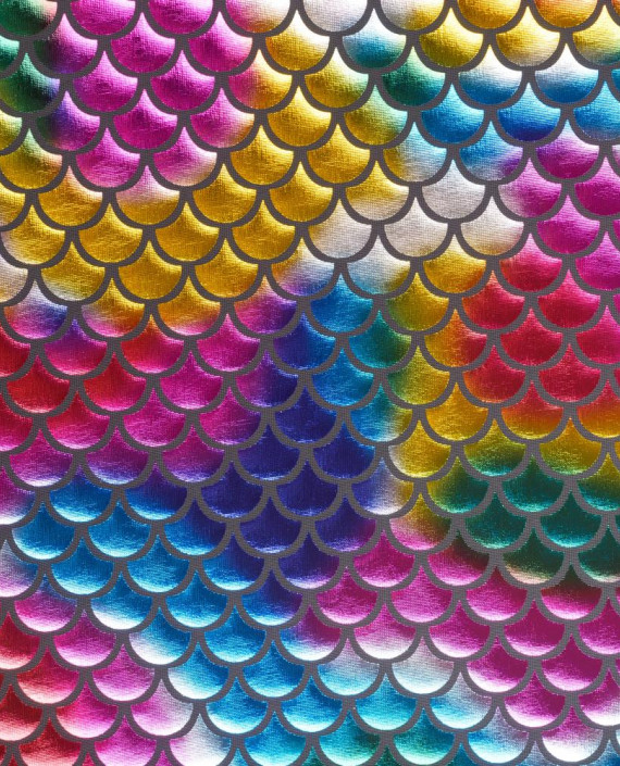 Последний отрез 0.6м Голограмма Чешуя 1071 цвет разноцветный геометрический картинка
