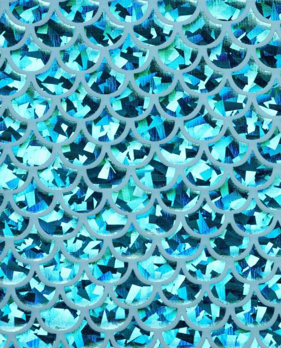 Последний отрез 0.6м Ткань Голограмма 1072 цвет голубой геометрический картинка