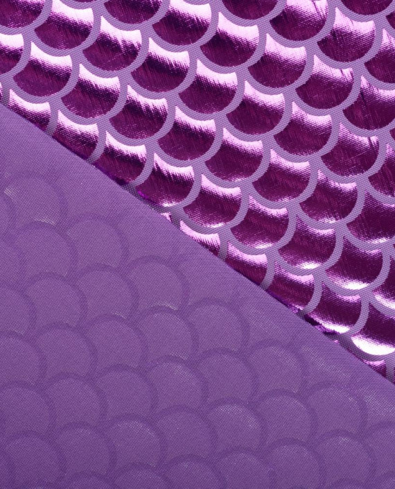 Последний отрез 0.6м Ткань Голограмма 1073 цвет фиолетовый геометрический картинка 1