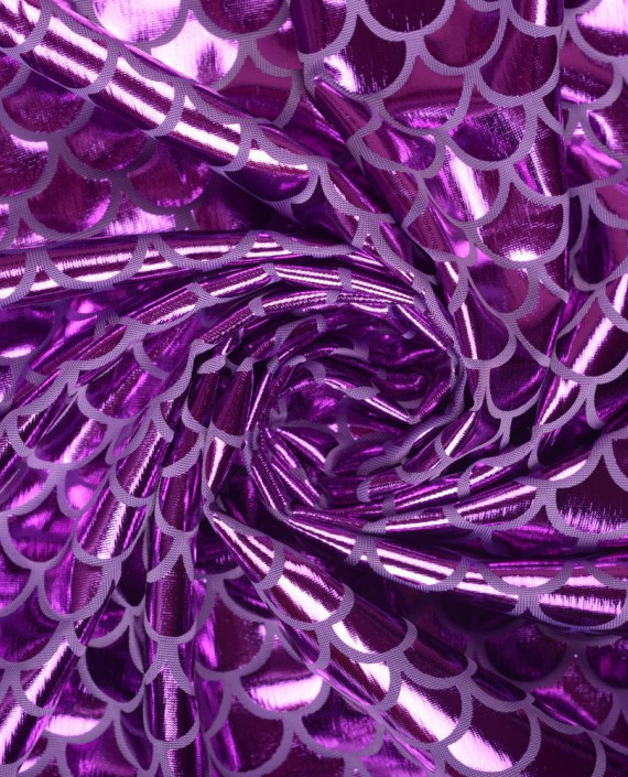 Последний отрез 0.6м Ткань Голограмма 1073 цвет фиолетовый геометрический картинка 2