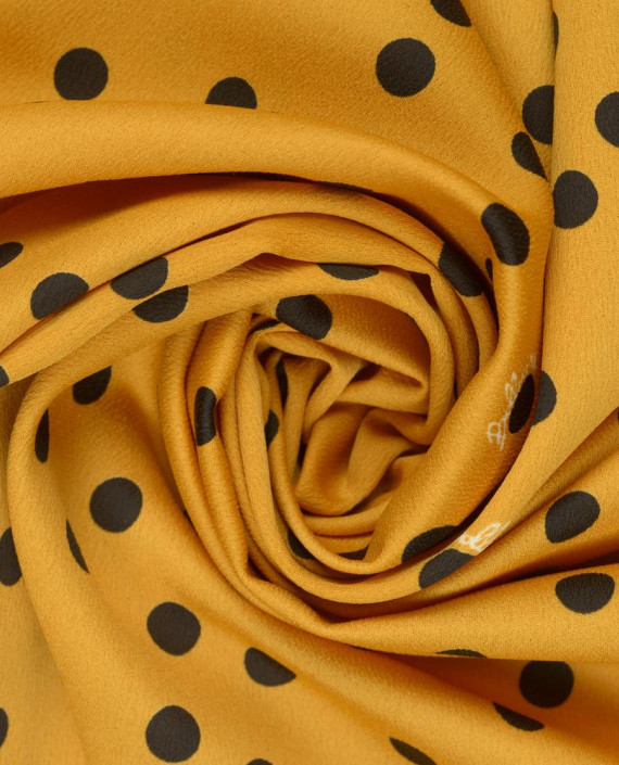 Креп плательный 0079 цвет желтый в горошек картинка