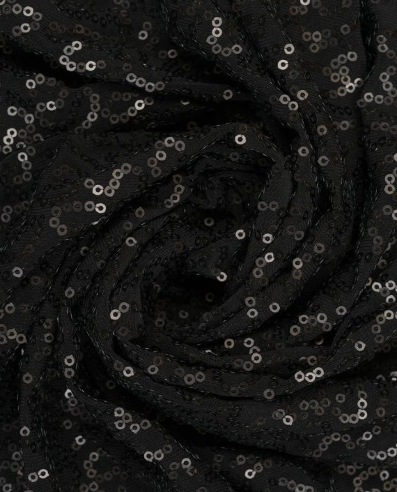 Ткань Трикотаж с пайетками 464 цвет черный картинка