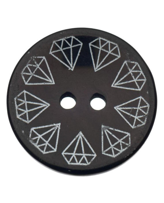 Пуговица с серым рисунком (кристалы) на два прокола 049 цвет черный картинка